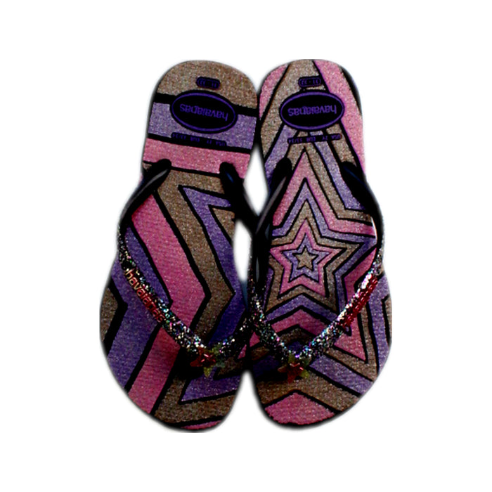 A Pink Flip Flops from Havaianas in size 7Y for girl. (Back View)