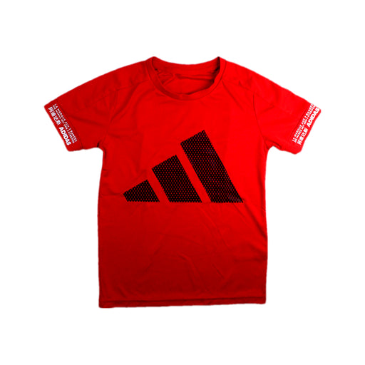 A Red Short Sleeve T Shirts from Adidas in size 7Y for boy. (Front View)