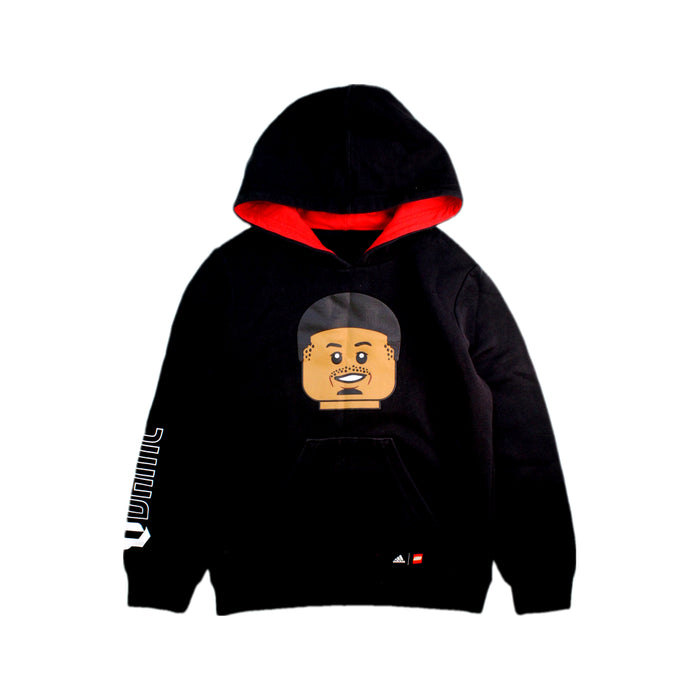 A Black Hooded Sweatshirts from Adidas in size 10Y for boy. (Front View)