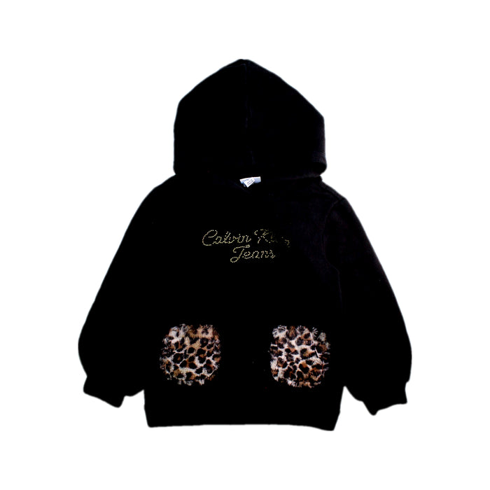 A Black Hooded Sweatshirts from Calvin Klein in size 5T for girl. (Front View)