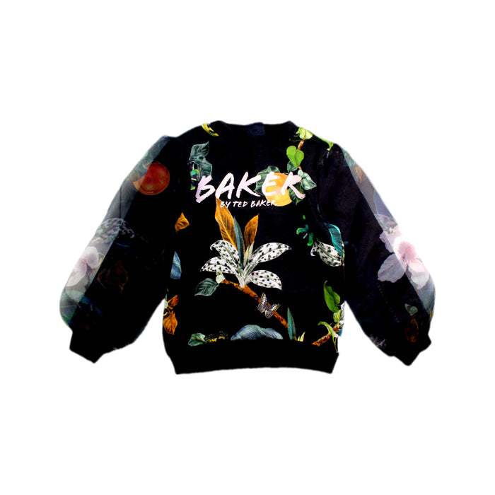 A Black Crewneck Sweatshirts from Baker by Ted Baker in size 5T for girl. (Front View)
