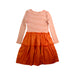 A Orange Long Sleeve Dresses from Seed in size 5T for girl. (Back View)
