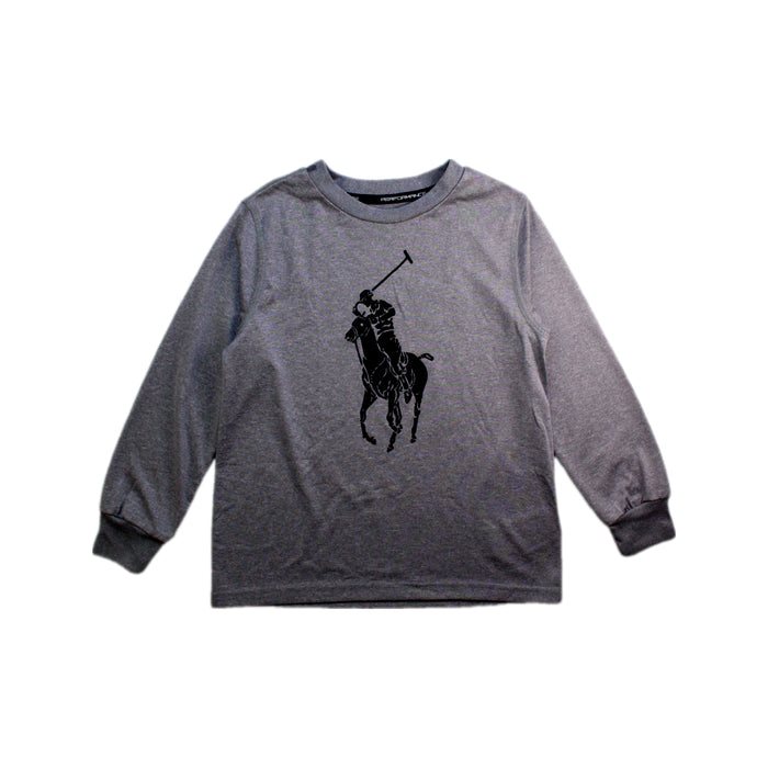 A Grey Long Sleeve T Shirts from Polo Ralph Lauren in size 8Y for boy. (Front View)