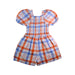A Blue Short Sleeve Rompers from Seed in size 6T for girl. (Back View)