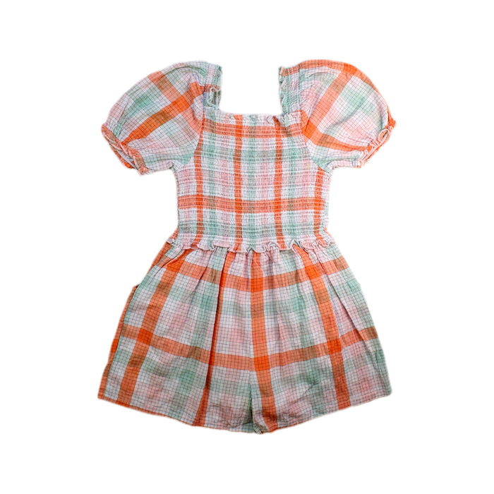 A Multicolour Short Sleeve Rompers from Seed in size 5T for girl. (Back View)