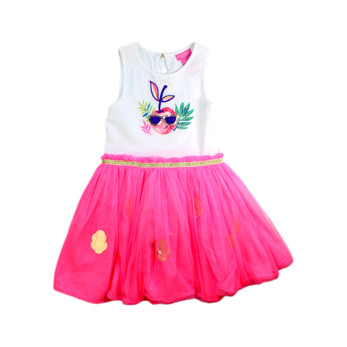 A White Sleeveless Dresses from Isaac Mizrahi in size 5T for girl. (Front View)