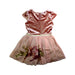 A Pink Short Sleeve Dresses from Monsoon in size 5T for girl. (Back View)