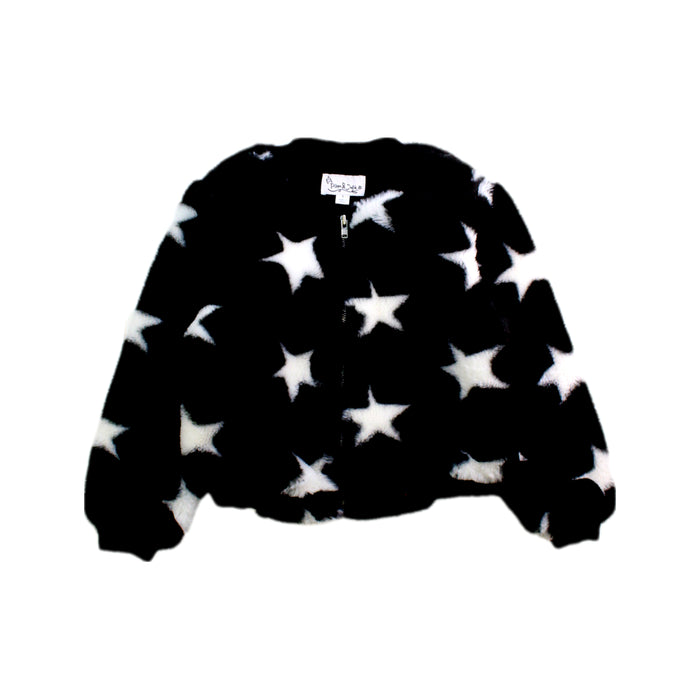 A Black Puffer/Quilted Jackets from Pippa & Julie in size 5T for girl. (Front View)