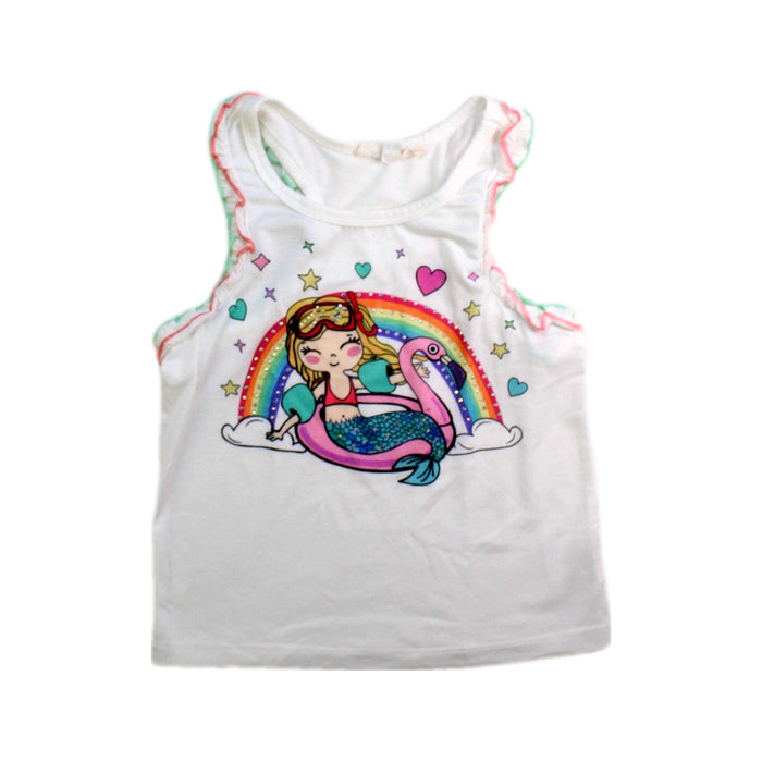 A White Sleeveless Tops from Baby Sara in size 5T for girl. (Front View)