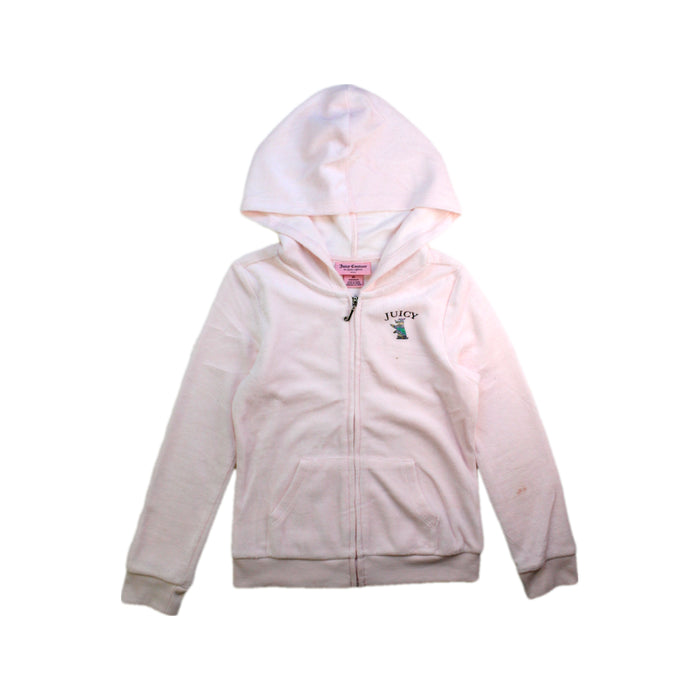A White Hooded Sweatshirts from Juicy Couture in size 6T for girl. (Front View)