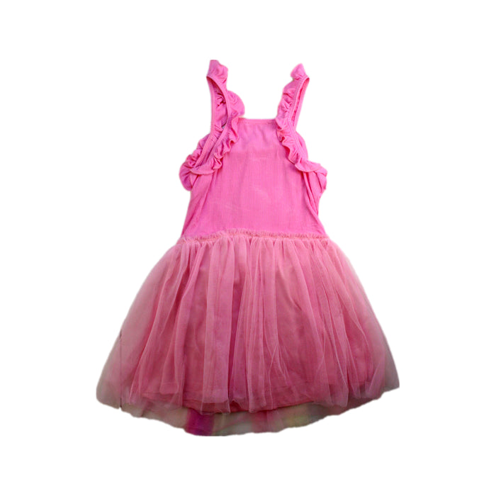 A Pink Sleeveless Dresses from Baby Sara in size 5T for girl. (Back View)