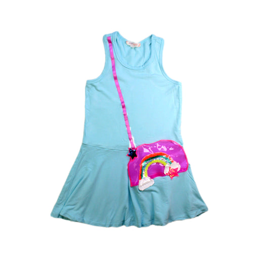 A Blue Sleeveless Dresses from Baby Sara in size 5T for girl. (Front View)