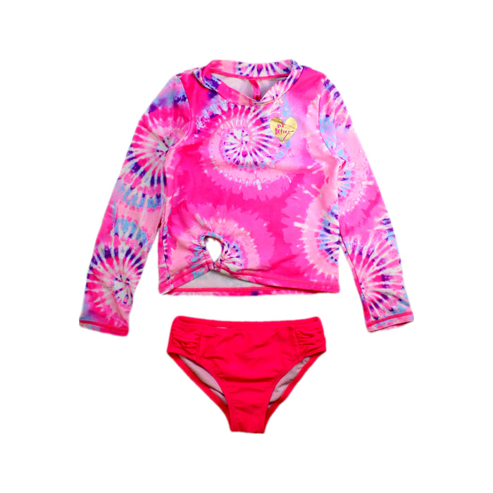 A Pink Rash Guards from Betsey Johnson in size 5T for girl. (Front View)