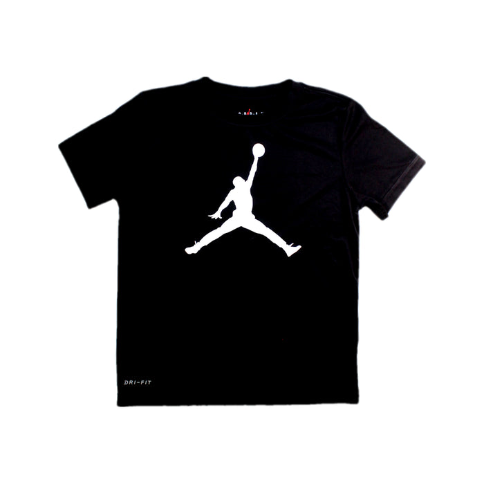 A Black Short Sleeve T Shirts from Air Jordan in size 10Y for boy. (Front View)