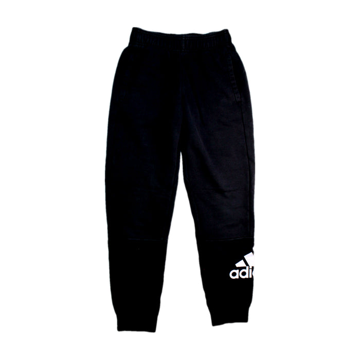A Black Sweatpants from Adidas in size 10Y for boy. (Front View)