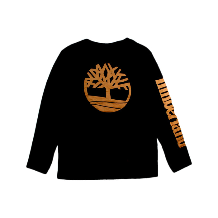 A Black Long Sleeve T Shirts from Timberland in size 10Y for boy. (Front View)