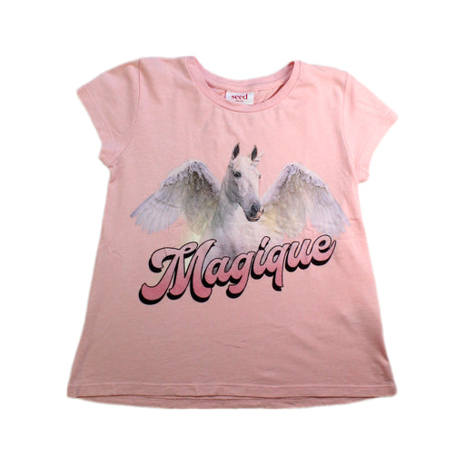 A Pink Short Sleeve T Shirts from Seed in size 5T for girl. (Front View)