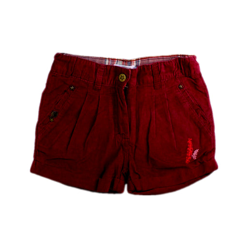 A Burgundy Shorts from La Compagnie des Petits in size 5T for girl. (Front View)