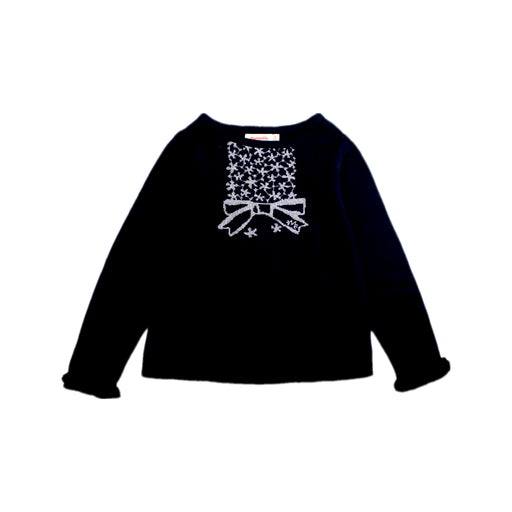 A Navy Long Sleeve Tops from Momonittu in size 6T for girl. (Front View)