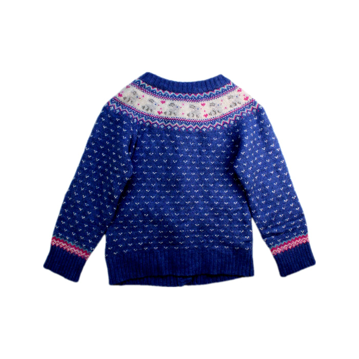 A Blue Cardigans from Jojo Maman Bébé in size 5T for girl. (Back View)