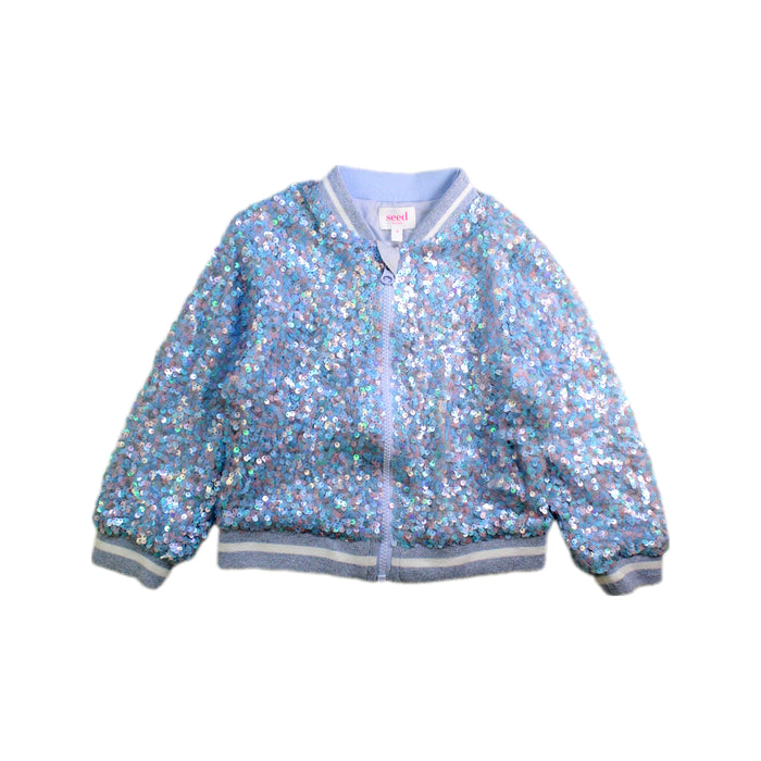 A Blue Lightweight Jackets from Seed in size 4T for girl. (Front View)