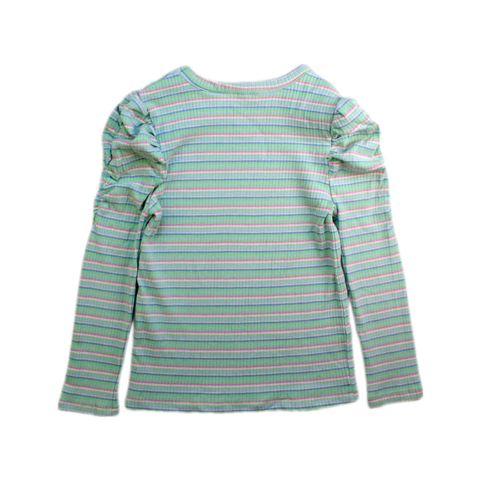A Green Long Sleeve Tops from Seed in size 4T for girl. (Back View)