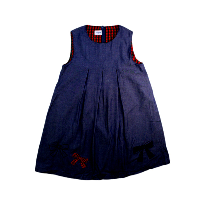 A Blue Sleeveless Dresses from Familiar in size 4T for girl. (Front View)