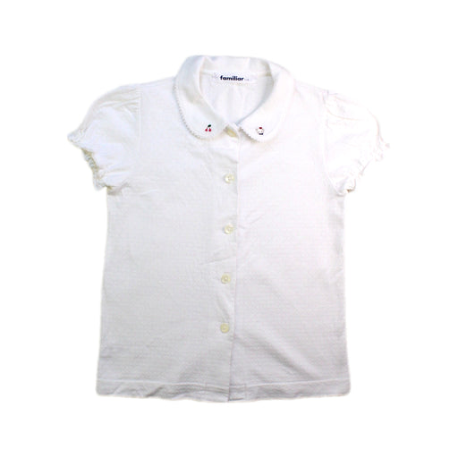 A White Short Sleeve Shirts from Familiar in size 4T for girl. (Front View)