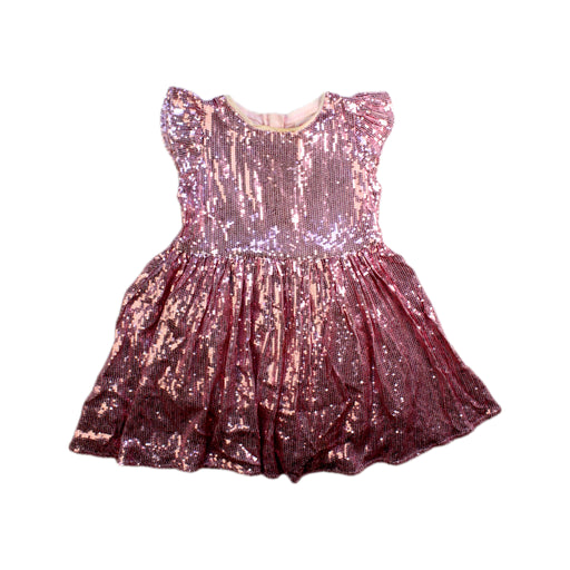 A Pink Sleeveless Dresses from Seed in size 3T for girl. (Front View)