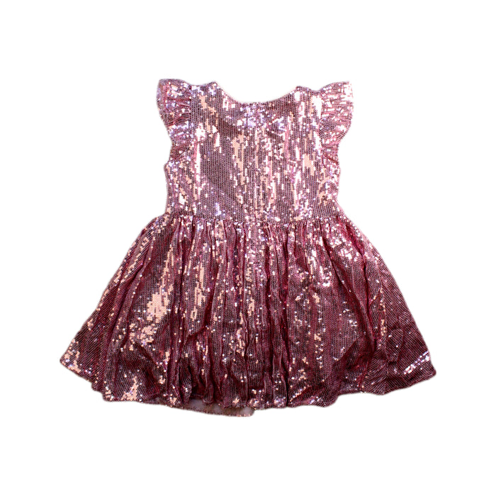 A Pink Sleeveless Dresses from Seed in size 3T for girl. (Back View)