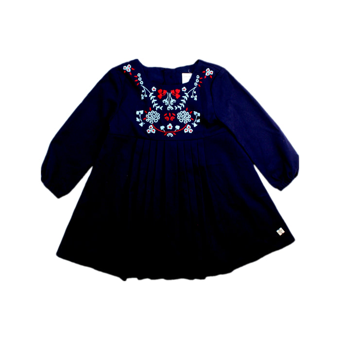 A Navy Long Sleeve Dresses from Carrément Beau in size 3T for girl. (Front View)
