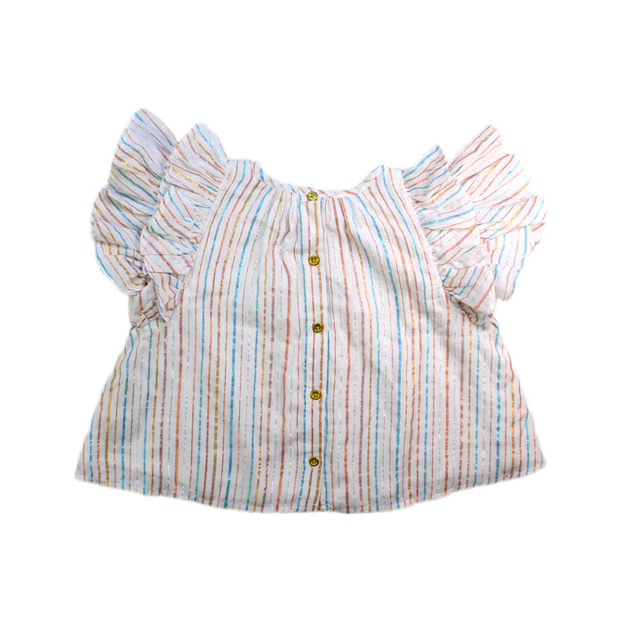 A Pink Short Sleeve Tops from Velveteen in size 4T for girl. (Back View)