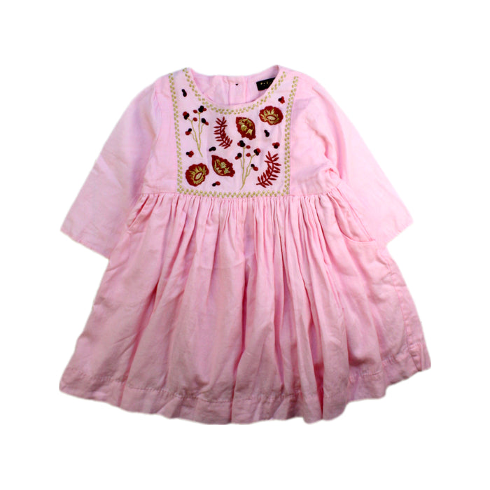A Pink Long Sleeve Dresses from Velveteen in size 4T for girl. (Front View)