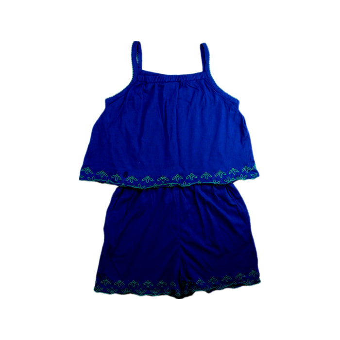 A Blue Sleeveless Rompers from Crewcuts in size 6T for girl. (Back View)