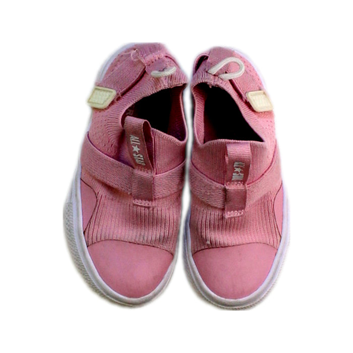 A Pink Sneakers from Converse in size 6T for girl. (Back View)