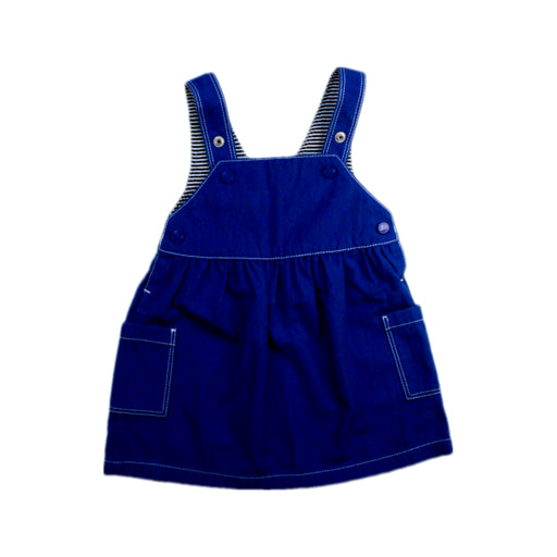 A Blue Overall Dresses from Petit Bateau in size 6-12M for girl. (Front View)