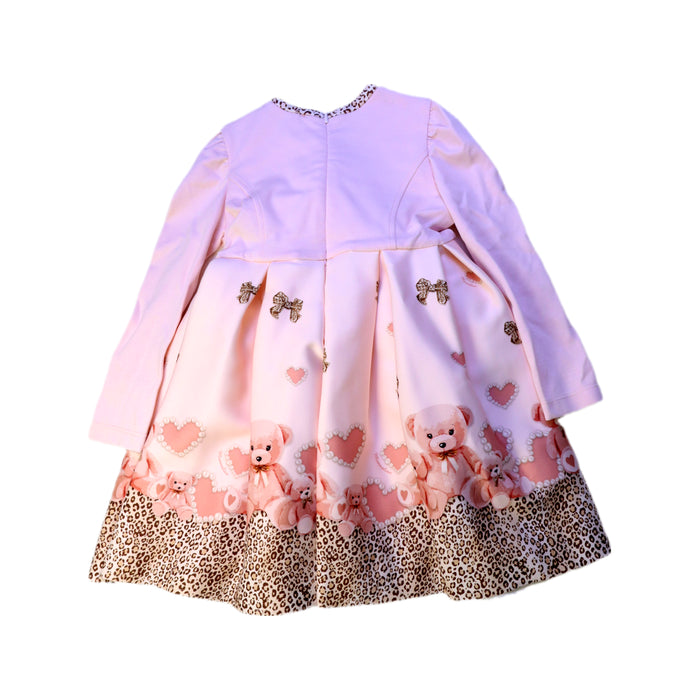 A Pink Long Sleeve Dresses from Monnalisa in size 3T for girl. (Back View)