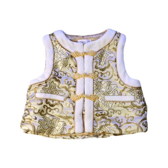 A Gold Dress Up Vests from Mides in size 6-12M for neutral. (Front View)