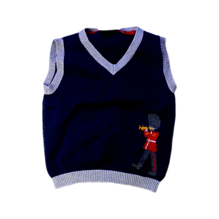 A Navy Sweater Vests from The Little White Company in size 2T for boy. (Front View)