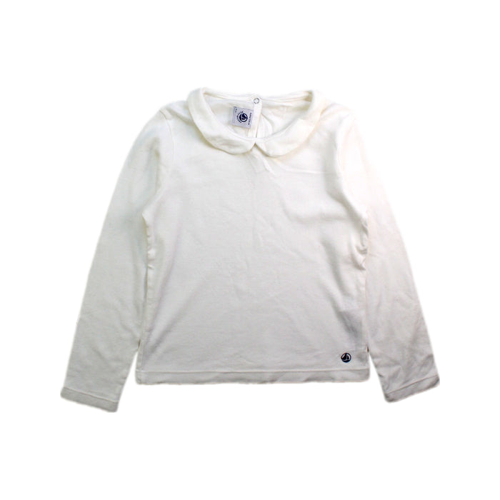A White Long Sleeve Tops from Petit Bateau in size 6T for girl. (Front View)
