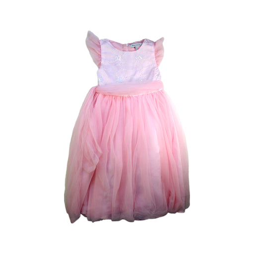 A Pink Sleeveless Dresses from Badgley Mischka in size 5T for girl. (Front View)