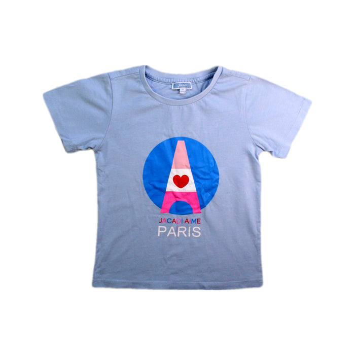 A Blue Short Sleeve T Shirts from Jacadi in size 4T for girl. (Front View)