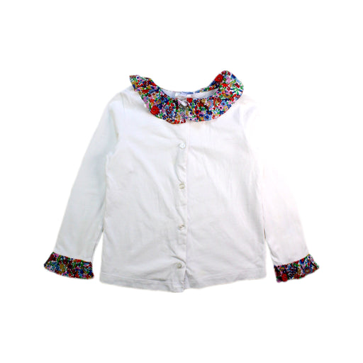 A White Long Sleeve Shirts from Jacadi in size 5T for girl. (Front View)