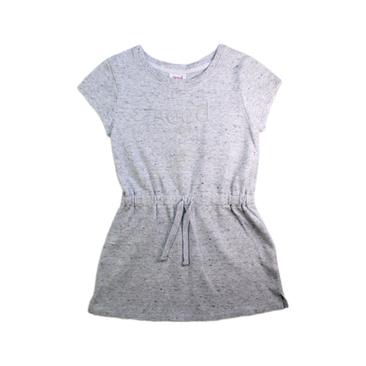 A Grey Short Sleeve Dresses from Seed in size 6T for girl. (Front View)