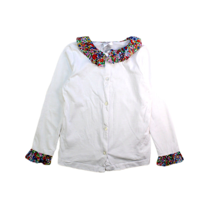 A White Long Sleeve Shirts from Jacadi in size 6T for girl. (Front View)