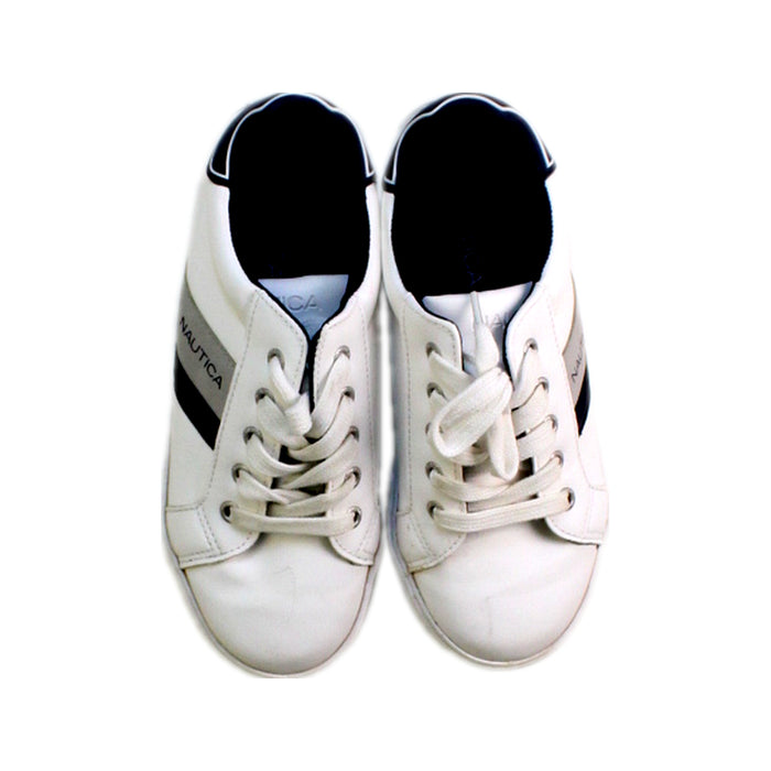 A White Sneakers from Nautica in size 7Y for boy. (Back View)