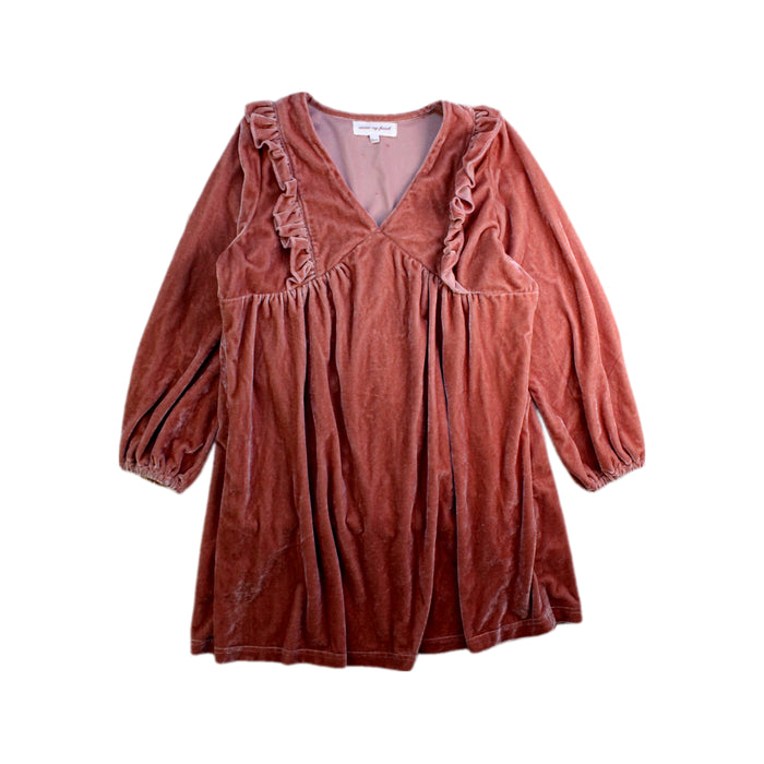 A Peach Long Sleeve Dresses from Excuse My French in size 8Y for girl. (Front View)