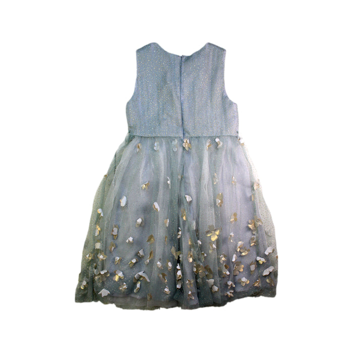 A Blue Sleeveless Dresses from Monsoon in size 9Y for girl. (Back View)