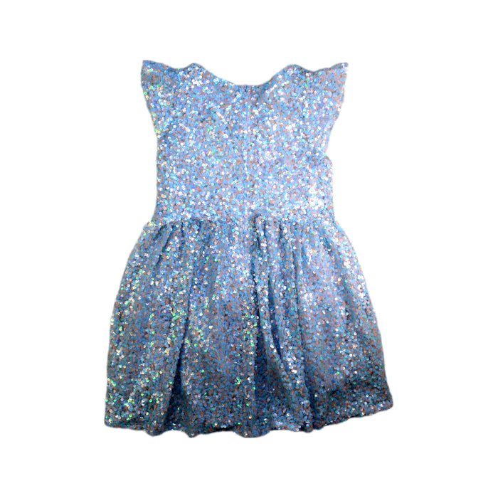 A Blue Sleeveless Dresses from Seed in size 8Y for girl. (Back View)