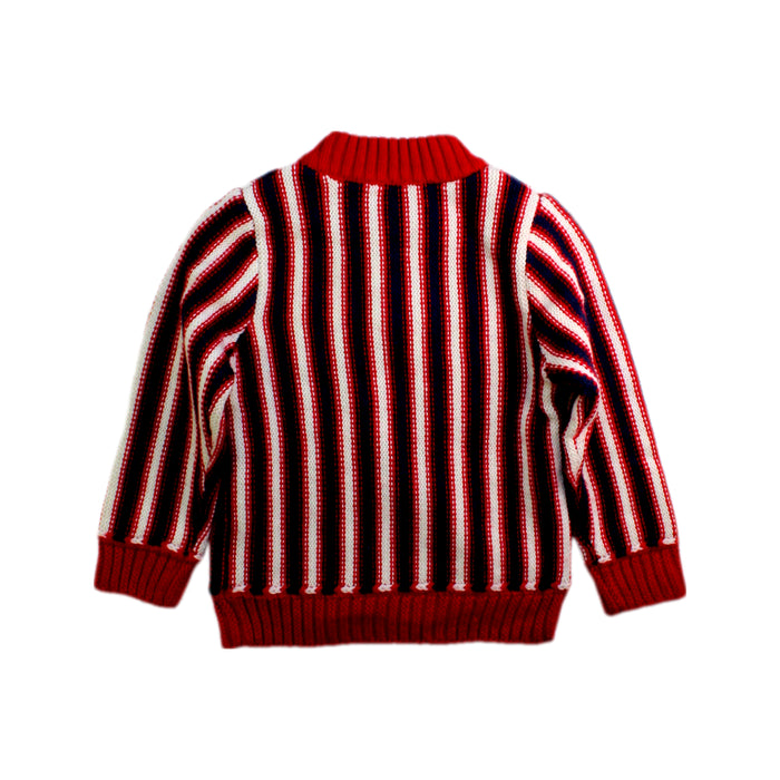 A Red Buttoned Sweatshirts from La Compagnie des Petits in size 3T for girl. (Back View)